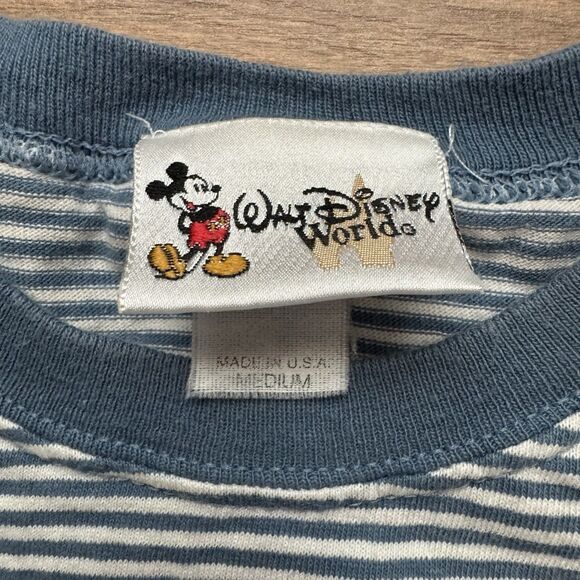 Vintage Y2K Disney Cruise Line 2001 Mickey T Shirt Stripe Size M Single Stitch - Picture 2 of 7